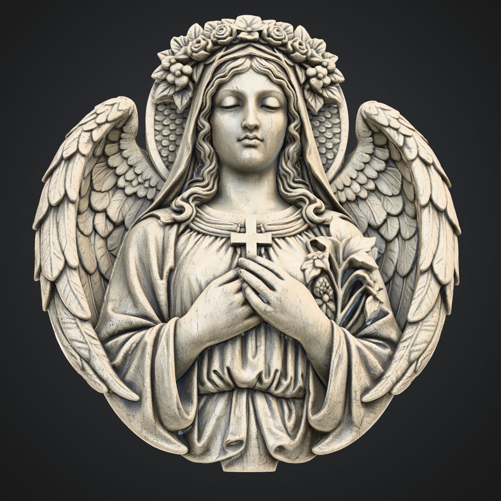 Stone Angel in Prayer CNC STL file preview